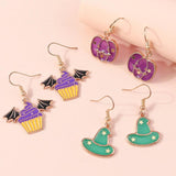 3Pairs/Set Halloween Pumpkin Lantern Hat Earrings