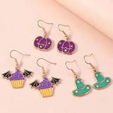 3Pairs/Set Halloween Pumpkin Lantern Hat Earrings