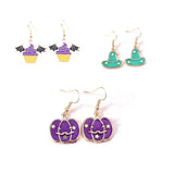 3Pairs/Set Halloween Pumpkin Lantern Hat Earrings