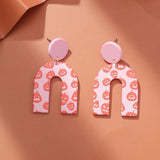 Pink Acrylic Geometric Dangle Earrings for Halloween Party