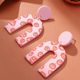 Pink Acrylic Geometric Dangle Earrings for Halloween Party
