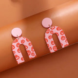 Pink Acrylic Geometric Dangle Earrings for Halloween Party