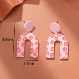 Pink Acrylic Geometric Dangle Earrings for Halloween Party