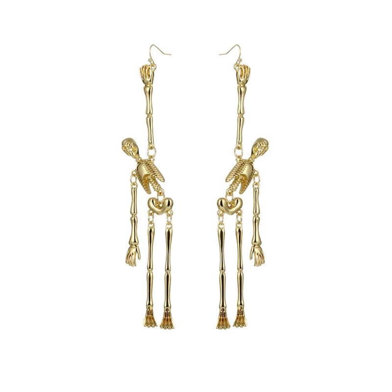 Halloween Metal Skeleton Pendant Earrings Dark Retro Style COS