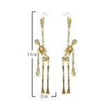 Halloween Metal Skeleton Pendant Earrings Dark Retro Style COS