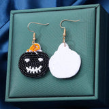 Beaded Pumpkin Head Dangle Drop Earrings for Women Halloween Party