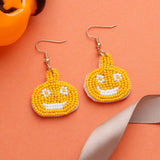 Beaded Pumpkin Head Dangle Drop Earrings for Women Halloween Party