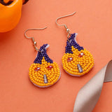 Beaded Pumpkin Head Dangle Drop Earrings for Women Halloween Party