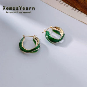 Green Drop Glaze Irregular Drop Earrings Gothic Girls Accessories