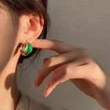 Green Drop Glaze Irregular Drop Earrings Gothic Girls Accessories