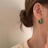 Green Drop Glaze Irregular Drop Earrings Gothic Girls Accessories