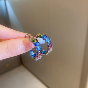Colorful Crystal Zircon Hoop Earrings Halloween Party