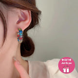 Colorful Crystal Zircon Hoop Earrings Halloween Party