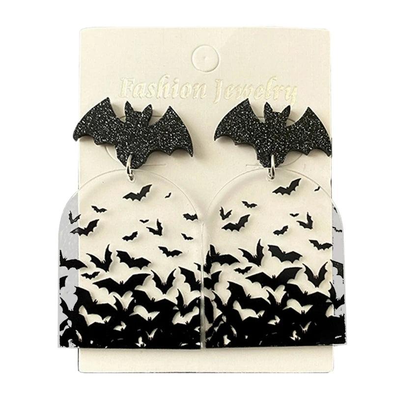 Halloween Bat Acrylic Earrings Gothic Ear Studs Ear Jewelry
