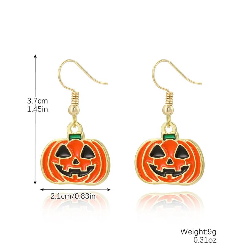 Colorful Skull Pumpkin Halloween Earrings