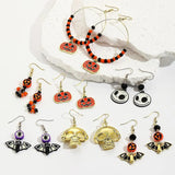 Colorful Skull Pumpkin Halloween Earrings