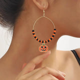 Colorful Skull Pumpkin Halloween Earrings