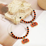 Colorful Skull Pumpkin Halloween Earrings