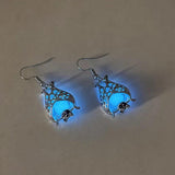 Halloween Bat Earrings Light up Night Glow Hollow out Earrings