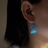 Halloween Bat Earrings Light up Night Glow Hollow out Earrings