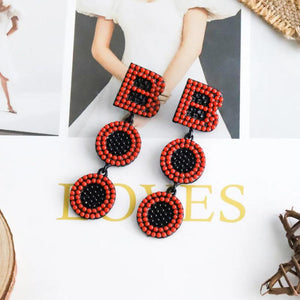 Halloween Boo Orange Bead Earrings - Trick or Treat Women's Accessory