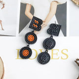 Halloween Boo Orange Bead Earrings - Trick or Treat Women's Accessory