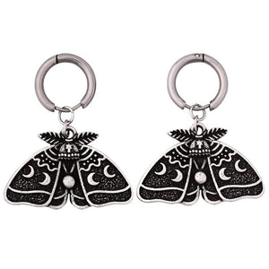 Goth Punk Moth Moon Stud Dangle Earrings