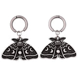 Goth Punk Moth Moon Stud Dangle Earrings