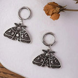 Goth Punk Moth Moon Stud Dangle Earrings