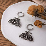 Goth Punk Moth Moon Stud Dangle Earrings