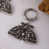 Goth Punk Moth Moon Stud Dangle Earrings