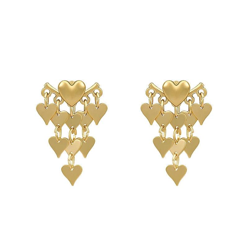 Metal Heart Tassel Drop Earrings Gothic Halloween Party Accessories