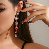 Halloween Punk Pearl Pendant Earrings Gothic Tassel Ear