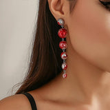 Halloween Punk Pearl Pendant Earrings Gothic Tassel Ear