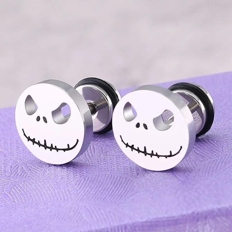Titanium Cake Stud Earrings Halloween Pumpkin Head Evil Eye