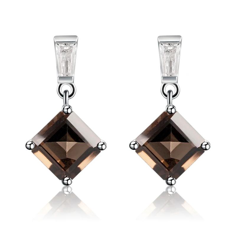 925 Silver Smoky Quartz Gemstone Earrings for Women