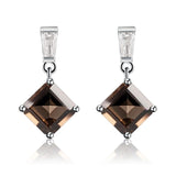 925 Silver Smoky Quartz Gemstone Earrings for Women