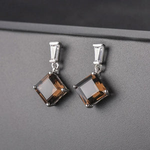 925 Silver Smoky Quartz Gemstone Earrings for Women