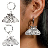 Punk Moth Moon Earrings Insect Dangle Hoop Halloween Hip Hop Jewelry