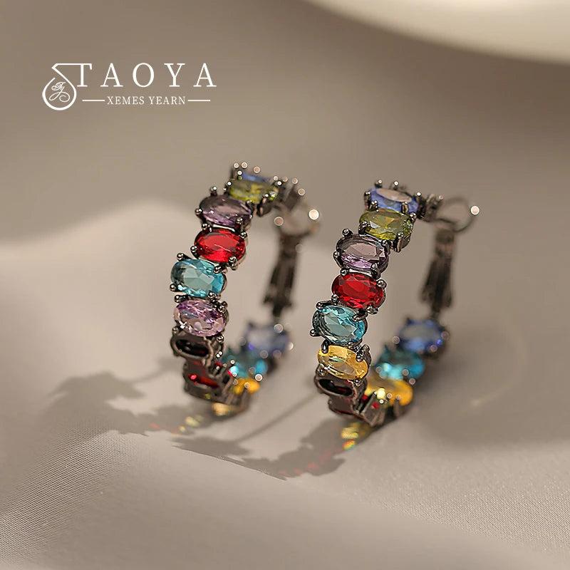 Gun Crystal Zircon Hoop Earrings for Women Halloween Party