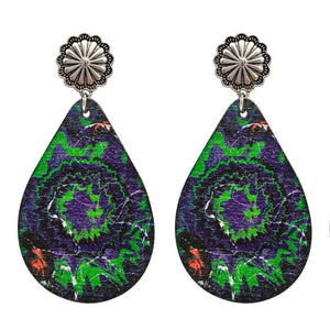 Tie Dye Spider Web Pumpkin Earrings