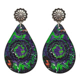 Tie Dye Spider Web Pumpkin Earrings