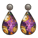 Tie Dye Spider Web Pumpkin Earrings