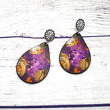 Tie Dye Spider Web Pumpkin Earrings