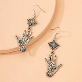 Retro Eyes and Palm Earrings Set for Halloween Cosplay