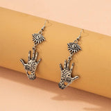Retro Eyes and Palm Earrings Set for Halloween Cosplay