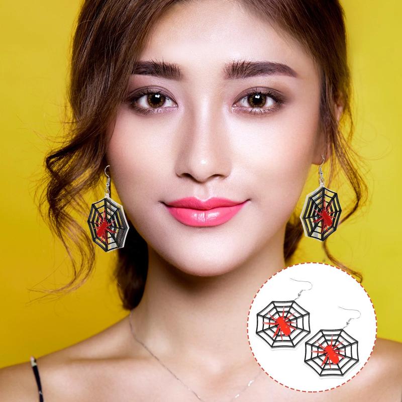 Spider & Web Halloween Ear Dangles Female Earrings