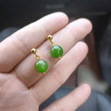 10MM Green Jade Earrings 18k Hook Halloween Aquaculture Freshwater CARNIVAL