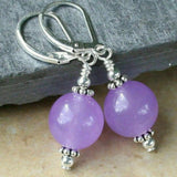 12mm Natural purple jadeite beads 925 silver earrings CARNIVAL