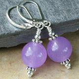 12mm Natural purple jadeite beads 925 silver earrings CARNIVAL